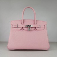 Hermes Birkin 30Cm Togo Leather Handbags Pink Silver